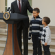 President Barack Obama, here with his nephews Aaron and Austin Robinson, delivers a speech filled with puns before pardoning the National Thanksgiving Turkey during a ceremony in the Rose Garden at the White House in Washington, D.C., on Nov. 23, 2016.
Chip Somodevilla/Getty Images